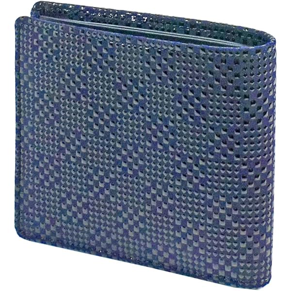 印傳屋] 印伝 二つ折り財布 札入C 薄い 鹿革 紺地×白漆 ひょうたん柄